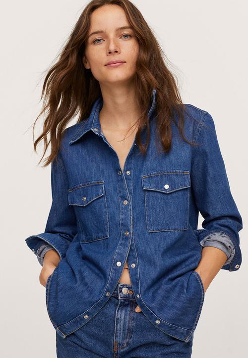 MANGO - Shirt julie - open blue