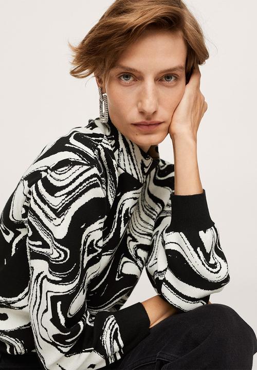 MANGO - Sweater mineral - black & white 