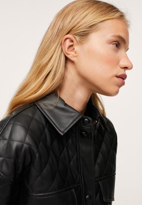 MANGO - Jacket panda - black
