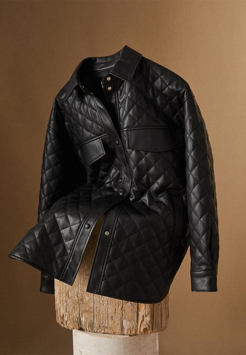 MANGO - Jacket panda - black