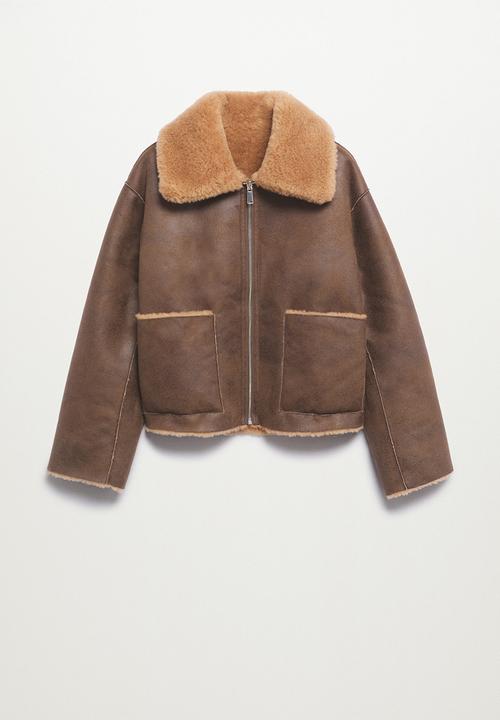 MANGO - Jacket splash - brown