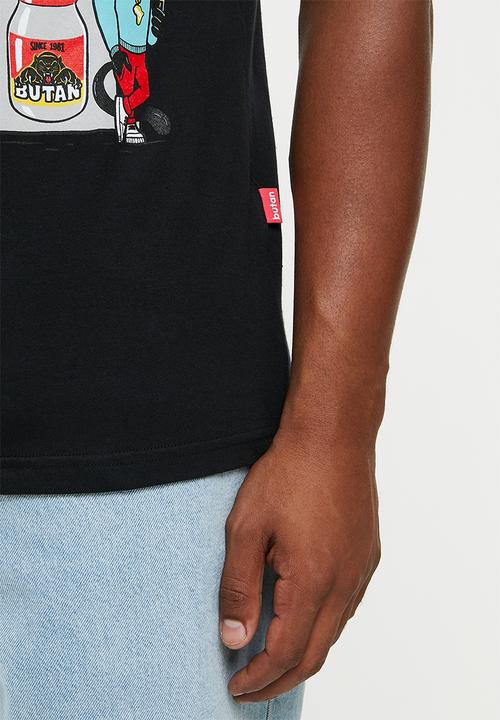 Butan - Panthers mascot spaza shop T-shirt - black