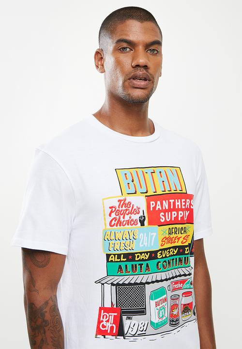 Butan - Panthers mascot spaza shop T-shirt - white