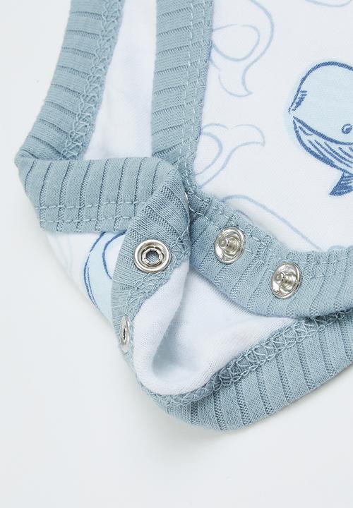 Pop Candy - Baby boys 2 pack ls bodyvest - blue