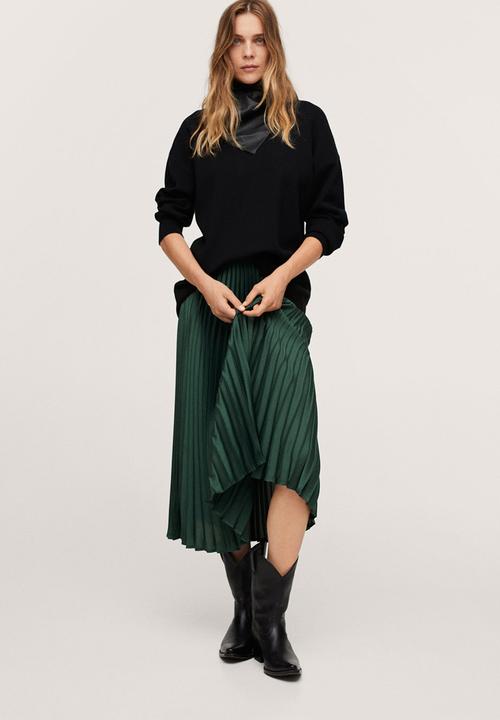 MANGO - Skirt plisado - green