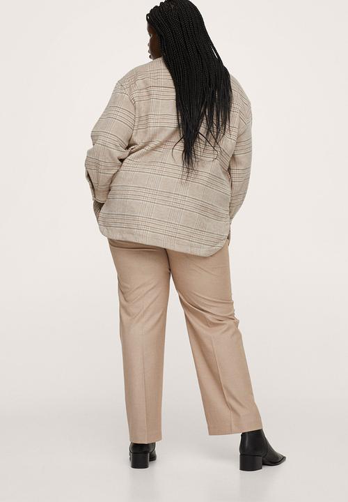 MANGO - Plus overshirt check print - light beige