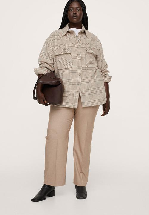 MANGO - Plus overshirt check print - light beige