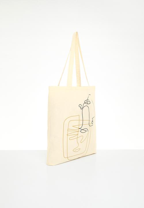 Superbalist - Face and hand graphic tote - natural