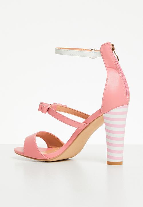 Seduction - Ankle strap stripe block heel - mink
