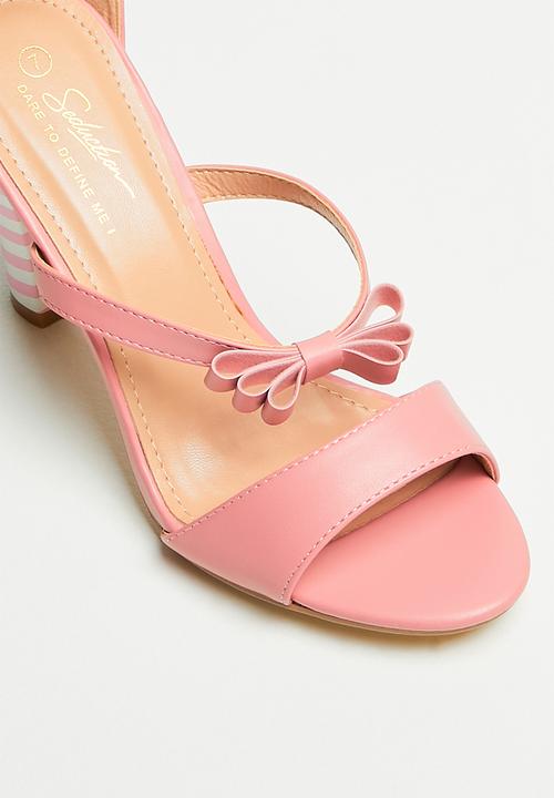 Seduction - Ankle strap stripe block heel - mink