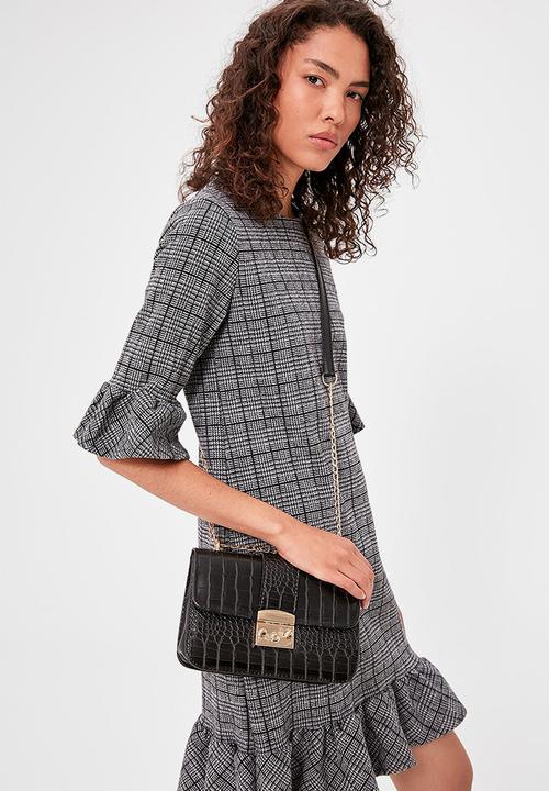 Trendyol - Faux croc crossbody bag - black