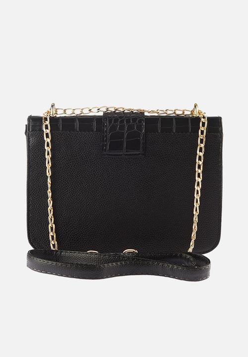 Trendyol - Faux croc crossbody bag - black