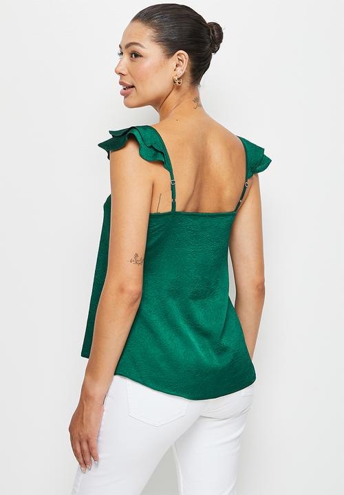 MILLA - Ruffle shoulder cami blouse - bottle