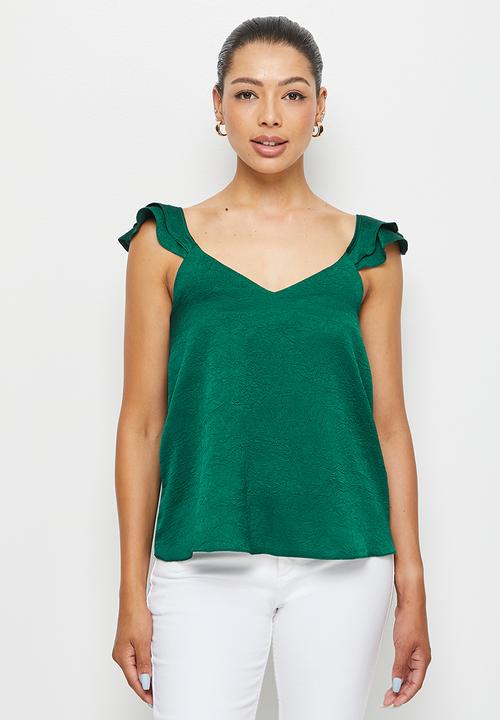 MILLA - Ruffle shoulder cami blouse - bottle