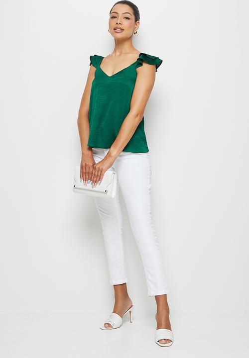 MILLA - Ruffle shoulder cami blouse - bottle