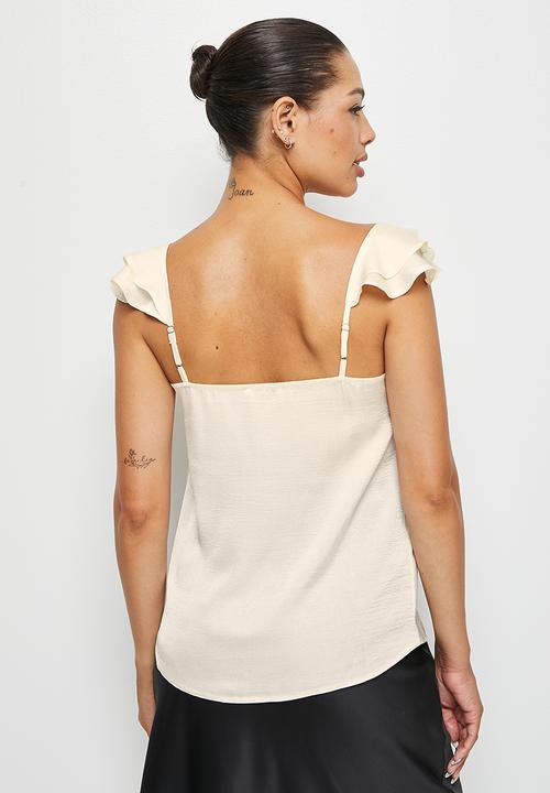 MILLA - Ruffle shoulder cami blouse - cream