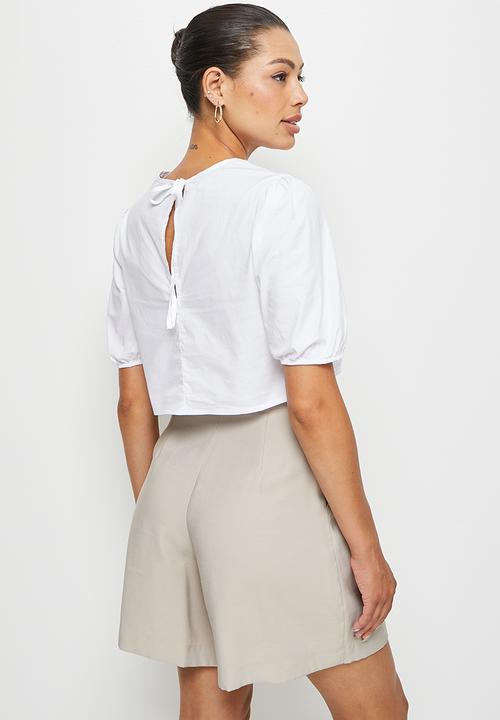 MILLA - Anglaise crop top - white