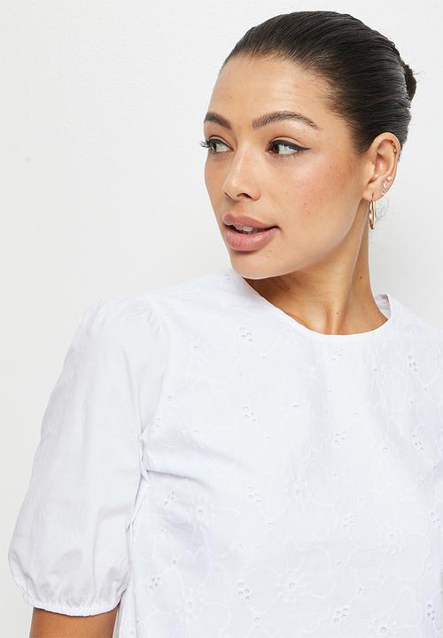 MILLA - Anglaise crop top - white