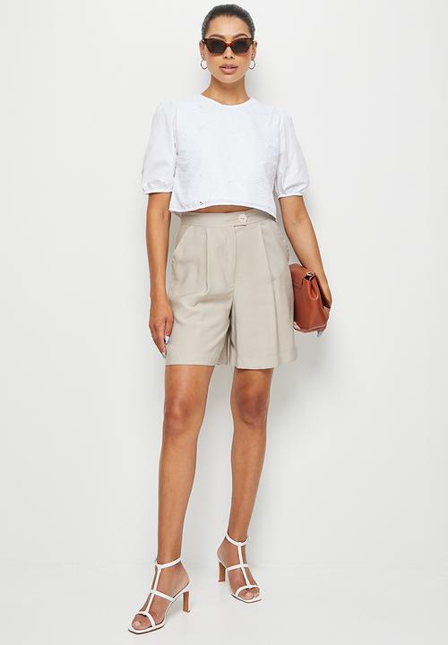 MILLA - Anglaise crop top - white