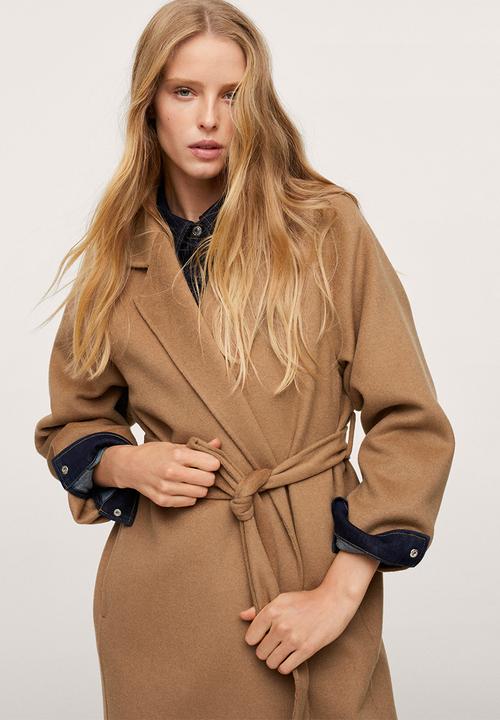 MANGO - Coat batin - medium brown