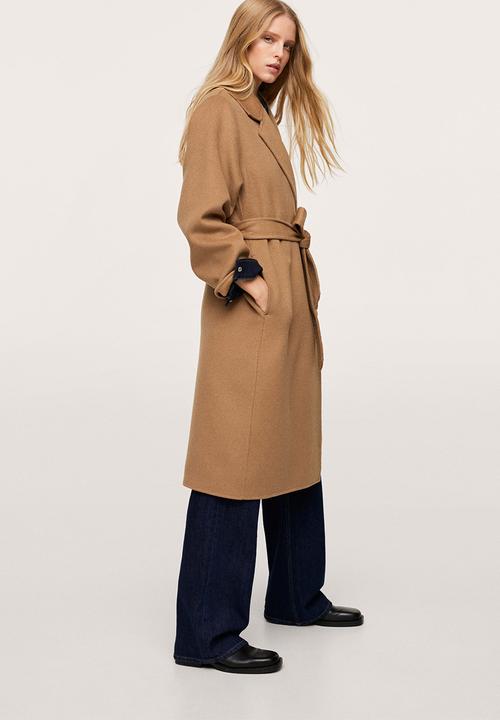 MANGO - Coat batin - medium brown