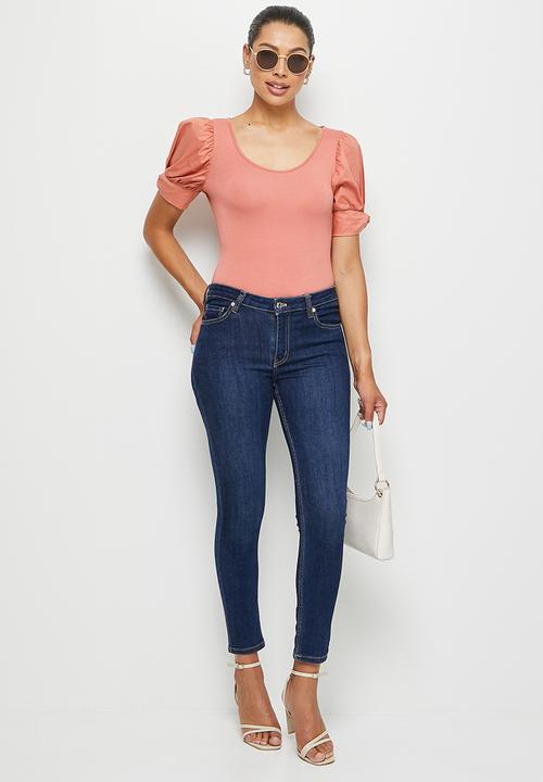 MILLA - Scoop neck combo bodysuit - burnt coral 