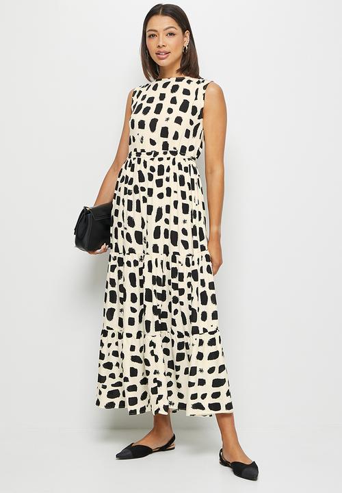edit - Drawstring tiered maxi - mono brushstroke