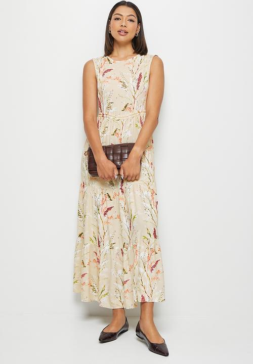 edit - Drawstring tiered maxi - pressed flower