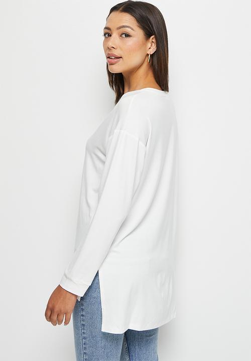 edit - Textured longline tee - milk