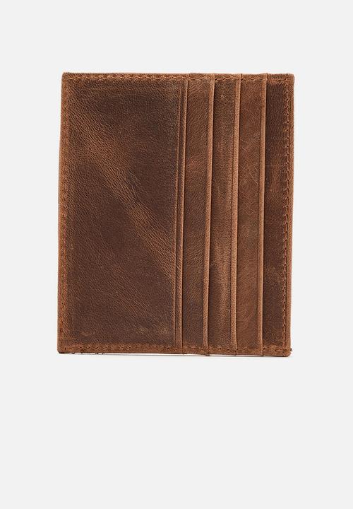 Trendyol - Distressed leather cardholder - cognac