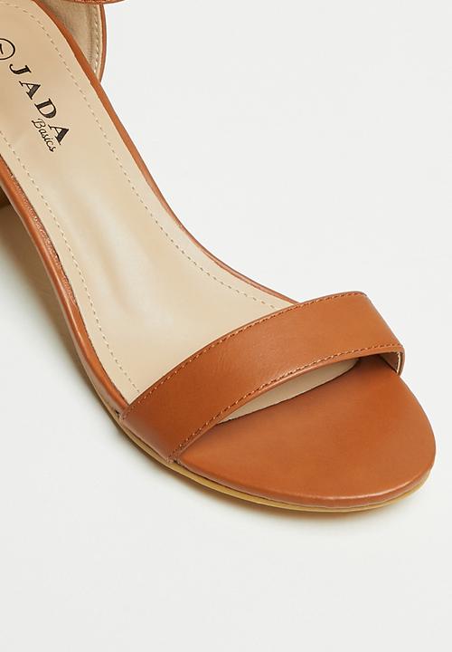 Jada - Barly there ankle strap block heel - tan