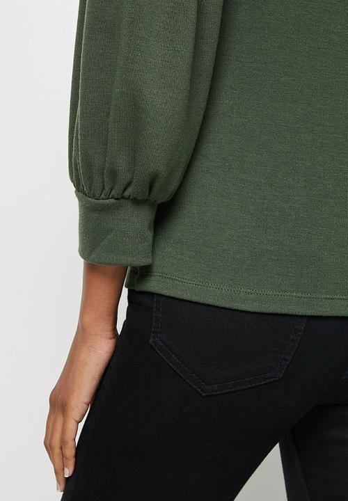 edit - Texture balloon sleeve tee - fatigue