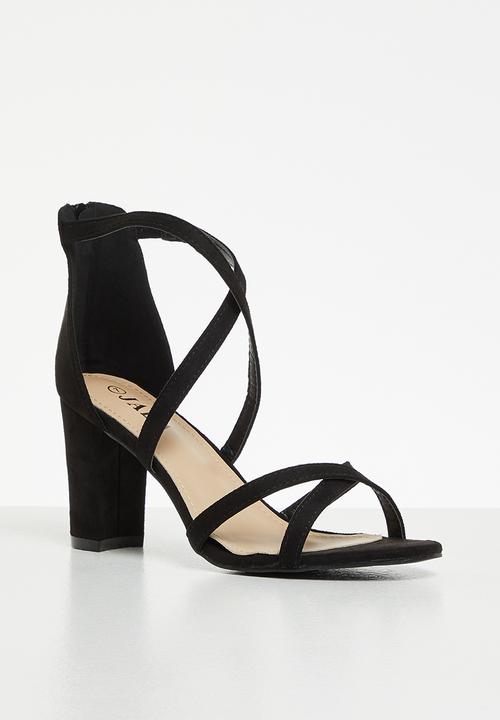 Jada - Barely there vamp toe heel - black