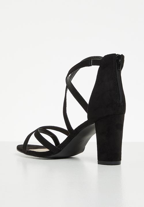 Jada - Barely there vamp toe heel - black