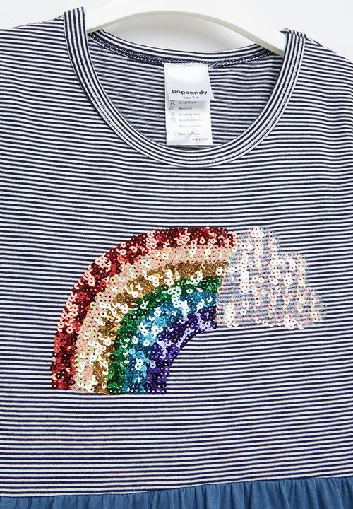 Pop Candy - Girls rainbow dress - navy