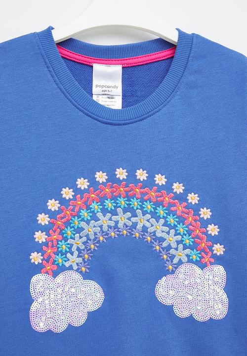 Pop Candy - Girls rainbow sweatshirt - blue