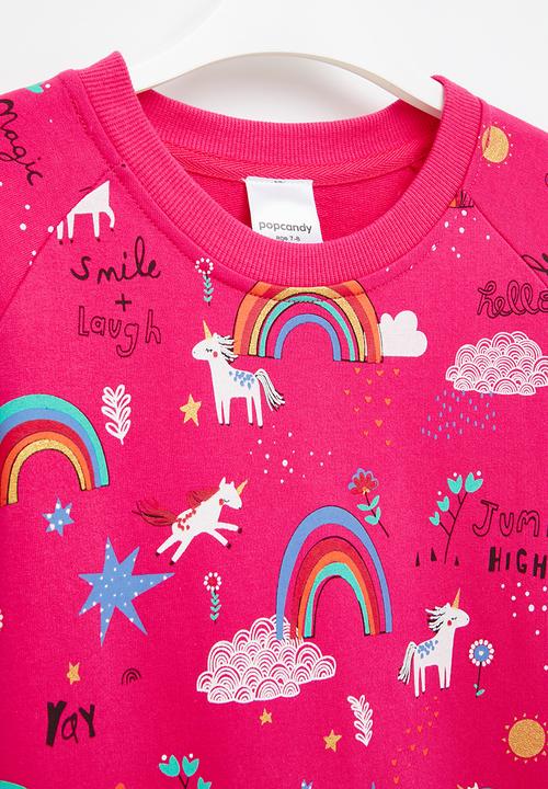 Pop Candy - Girls rainbow & unicorn sweatshirt - pink