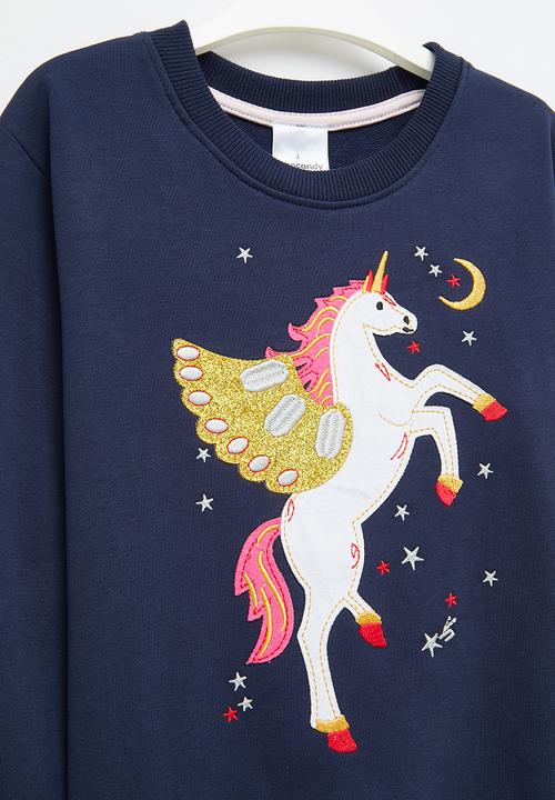 Pop Candy - Girls unicorn sweatshirt - navy