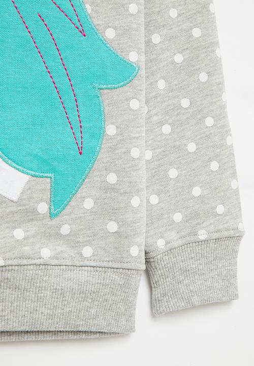 Pop Candy - Girls polka dot unicorn sweatshirt - grey