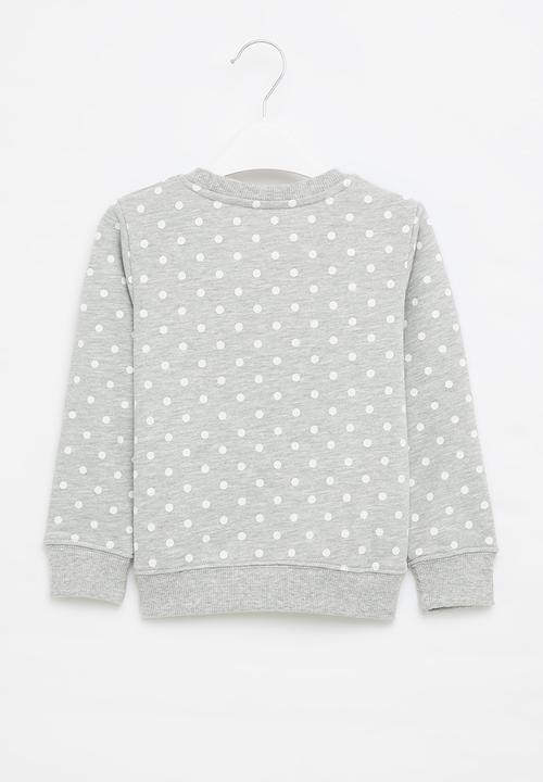 Pop Candy - Girls polka dot unicorn sweatshirt - grey
