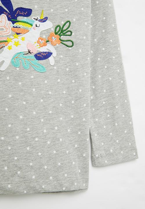 Pop Candy - Girls polka dot graphic tee - grey