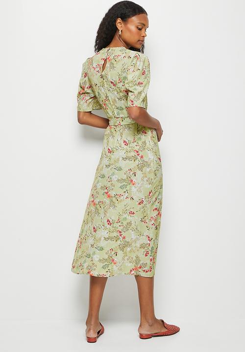 edit - Puff sleeve fit & flare maxi - soft blossom