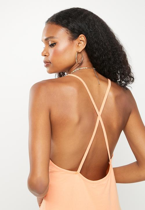 Missguided - Cross back cami jersey dress  - orange