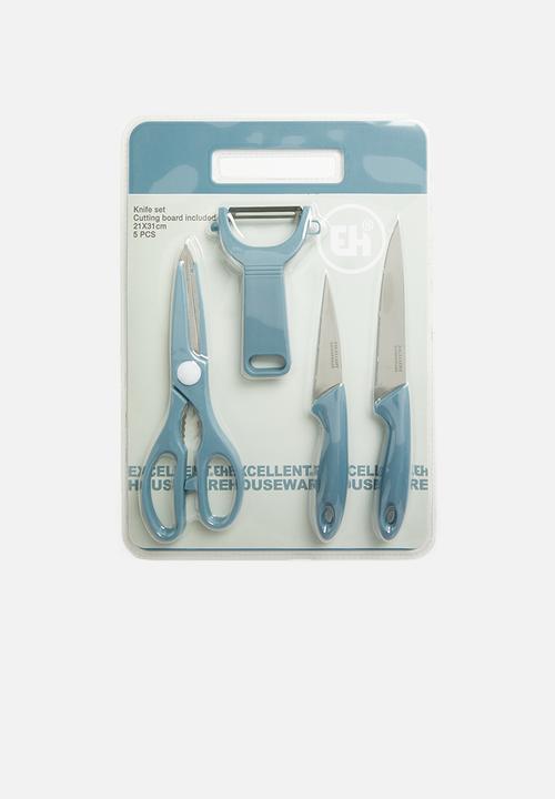 Excellent Houseware - 5 piece kitchen utensil set - blue
