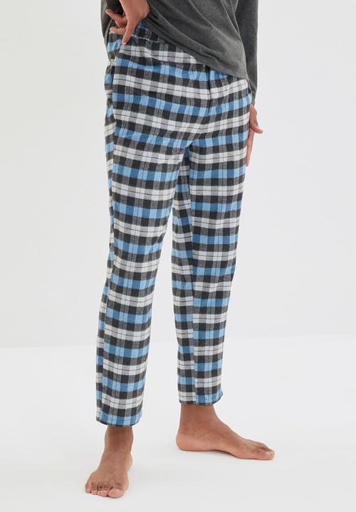 Trendyol - Check pants sleep set - anthracite & blue check