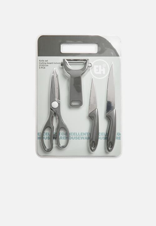 Excellent Houseware - 5 piece kitchen utensil set - charcoal
