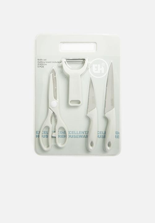 Excellent Houseware - 5 piece kitchen utensil set - white