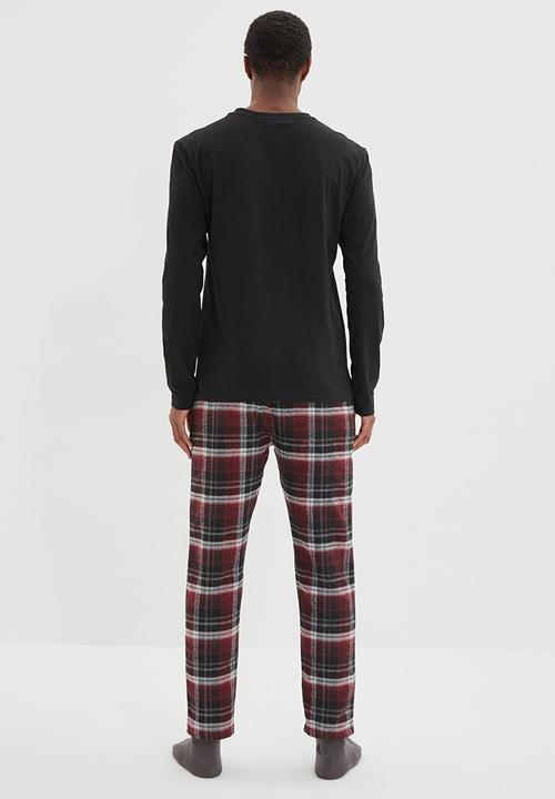 Trendyol - Check pants sleep set - black