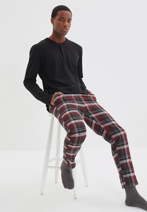 Trendyol - Check pants sleep set - black