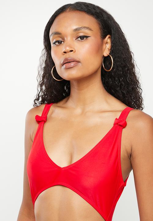 Missguided - Triple knot cut out swimsuit - red